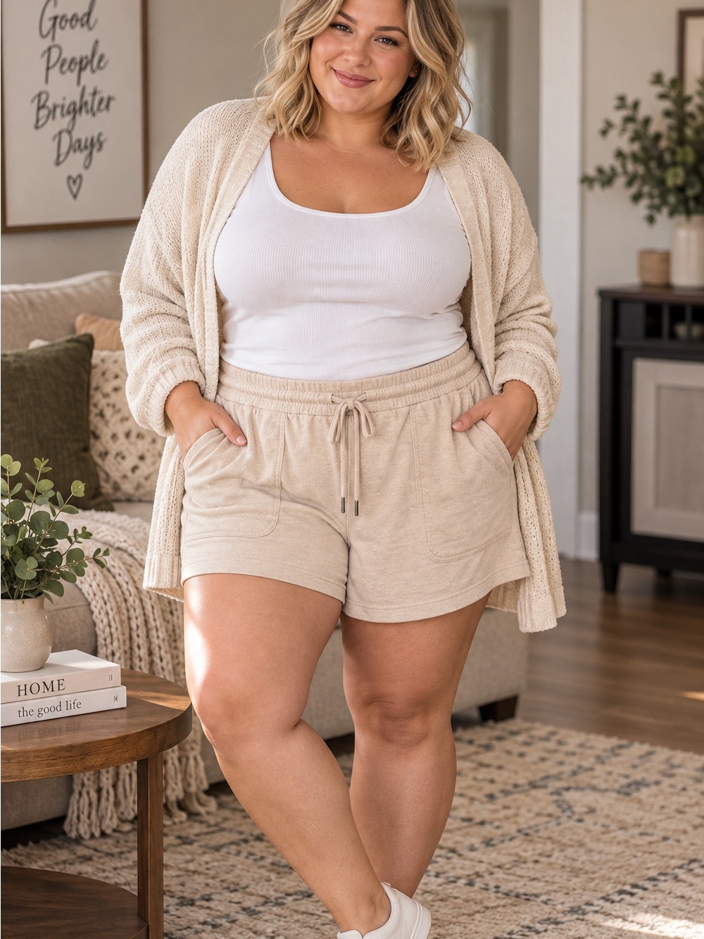 Athleta Farallon Heathered Shorts -Beige color
